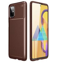 Durukar® Samsung Galaxy M51 Kılıf Auto Focus Karbon Kapak - Kahverengi