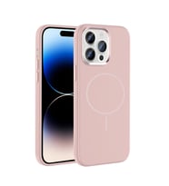 Apple iPhone 14 Pro Max Uyumlu Kılıf M-Safe Şarj Özellikli Metal Kamera Çerçeveli Zore Edi Silikon Kapak (Rose Gold Altın)