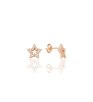 Gümüş rose zirkon taşlı yıldız küpe SGTL12659ROSE