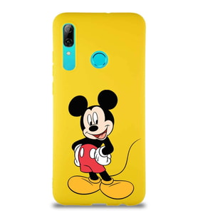 Huawei P Smart 2019 Soft Premier Kapak Mickey Mouse-E Tasarımlı Silikon Kılıf - Sarı (Şeffaf)