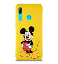 Huawei P Smart 2019 Soft Premier Kapak Mickey Mouse-E Tasarımlı Silikon Kılıf - Sarı (Şeffaf)