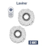 2'li Lavine 360 Dönerli Mop Yedek Başlık Mikrofiber Püsküllü