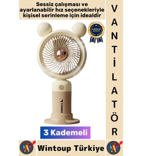 #Vantilatör Sessiz Yoğun Üflemeli 3 Kademeli Telefon Stantlı Şarjlı Şık Mini Masa El Fanı Vantilatör