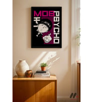 Mob Psycho 100 Anime Poster, Siyah Çerçeveli Duvar Tablosu - Anime Severlere Özel