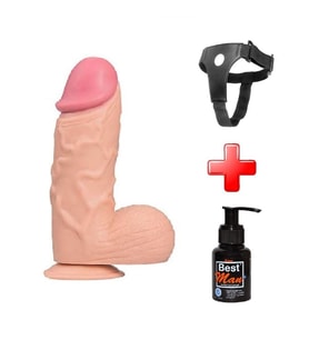 OdinsShop 24,5 cm Belden Bağlamalı Yeni Nesil Kalın Realistik Penis + Kemer + Kayganlaştırıcı Hediyeli