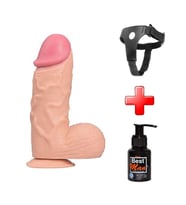 OdinsShop 24,5 cm Belden Bağlamalı Yeni Nesil Kalın Realistik Penis + Kemer + Kayganlaştırıcı Hediyeli