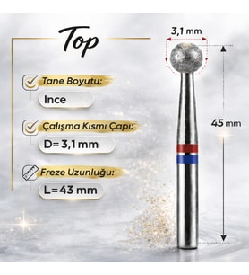 Elmas Freze başlık Top (Orta Yumuşak Kırmızı - Mavi) 0,31 mm- adet fiyatı