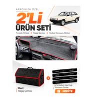 e-biz LADA SAMARA KARBİRATÖRLÜ (1984-1999) Uyumlu Torpido + Deri Çanta - Siyah-Kırmızı - LD003