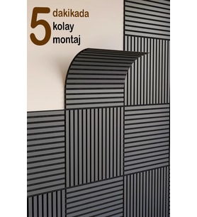 WİNFLEX MİNİ EKO AKUSTİK AHŞAP PANEL ANTRASİT GRİ- 60X60CM