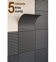 WİNFLEX MİNİ EKO AKUSTİK AHŞAP PANEL ANTRASİT GRİ- 60X60CM