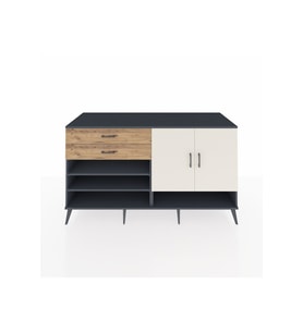 Kronos Konsol 4 Raflı 2 Çekmeceli 2 Kapaklı 176x59x99 Antrasit-Aytaşı/Çam