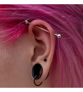 Cerrahi Çelik Top Piercing Tragus Helix Lob Conch Kııkırdak 6 mm Siyah Renk (Çok Renkli)