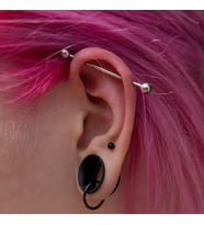 Cerrahi Çelik Top Piercing Tragus Helix Lob Conch Kııkırdak 6 mm Siyah Renk (Çok Renkli)