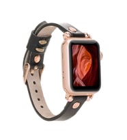 Apple Watch Uyumlu Deri Kordon 38-40-41mm RT RST1 Siyah