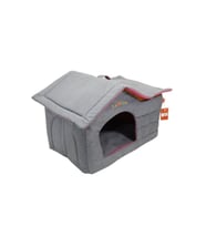 Gri Çatılı Kadife İç Mekan Kedi ve Köpek Evi