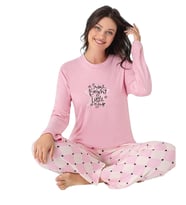 Pijahome Kadın Kışlık Termal Uzun Kollu Pijama Takımı (Pembe)