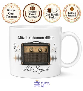 Amplifikatör Temalı Müzisyen Baskılı Kupa Bardak Hediye