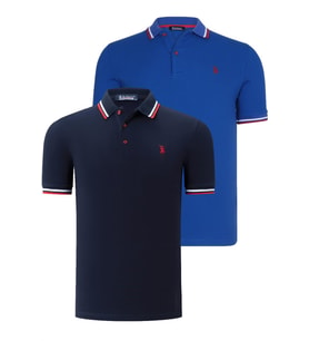 İKİLİ SET T8594 DEWBERRY ERKEK T-SHIRT-LACİVERT- SAX