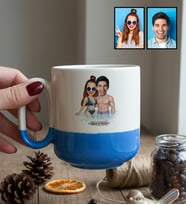 Kişiye Özel Karikatürlü Tatilci Sevgililer Kupa Bardak Pro Sevgililer Günü Hediyesi