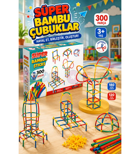 Süper Bambu Çubuklar (300 Parça) - Lego Setleri - Borular Lego - Plastik Çubuklar