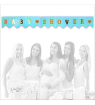 Baby Shower Altın Baskılı Bayrak Flama, 2 mt - Mavi