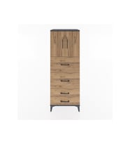 Hyperion Dolap 2 Raflı 4 Çekmeceli 2 Kapaklı 60x44x163 Antrasit-Çam