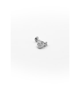 Kalp Sallantılı Tek Taş Tragus & Helix Piercing – Gümüş, Anti Alerjik, Kararma Yapmaz