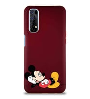 Realme 7 Soft Premier Kapak Mickey Mouse-F Tasarımlı Silikon Kılıf - Mürdüm (Şeffaf)