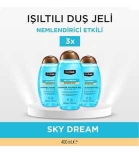 Deep Fresh Duş Jeli Shimmer Mavi Kapaklı 3 x 400 ml