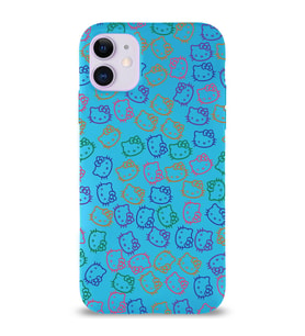 Apple iPhone 11 Uyumlu Lansman Kılıf Hello Kitty Tasarımlı İçi Kadife Kapak-mavi (Şeffaf)