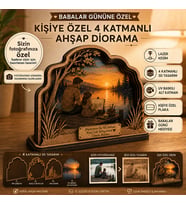 Kişiye Özel 4 Katmanlı Ahşap Diorama Çerçeve Babalar Günü Hediyesi