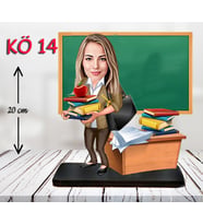 kişiye özel karikatür  öğretmen kadın biblosu öğretmen hediyesi ogretmen hediyesi bayan öğretmen hediyesi öğretmen hediyesi el yapimi (Krem)