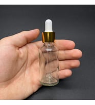 30Ml Şeffaf Cam Damlalıklı Şişe , Gold Metalik Kapak  ,  30 Cc Saydam Cam Damlalıklı Şişe x 6 Adet
