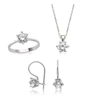 Gümüş Tek Taş Bayan Set
