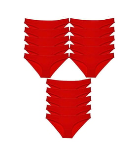 15 adet Süper Eko Set Likralı Kadın Slip Külot Kırmızı