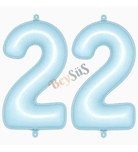 22 Rakam Folyo Balon Mavi Rengi (76 cm)