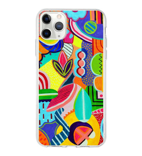 PrintiFy Apple  iPhone 11 Pro ile Uyumlu 1mm Slim Fit Retro Renkler 6 Baskılı Şeffaf  Kılıf