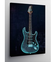 Kanvas Tablo Mavi Elektro Gitar