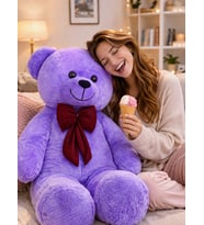Sevgiliye Hediye 90 cm Büyük Boy Peluş Ayıcık - Özel Günler İçin Harika Hediye (Mor)