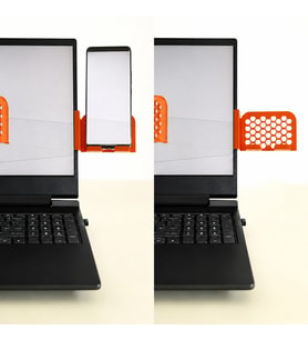 3D Baskı Monitor Telefon Tutucu - Petek Desenli Laptop Kenar Telefon Tutucu-Turuncu