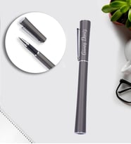 Kişiye Özel Gri Renk Oval Roller Kalem