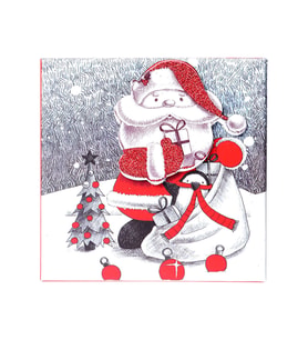 Yılbaşı Noel Baba ve Çam Ağacı Motifli Hediye Kutusu 12x8 cm