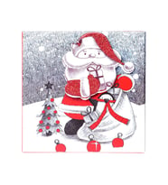 Yılbaşı Noel Baba ve Çam Ağacı Motifli Hediye Kutusu 12x8 cm