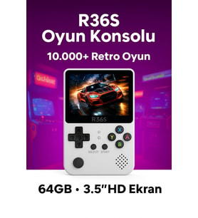 R36S El Konsolu  Retro Atari, 3.5" IPS Ekran, 21.000 Oyun, Taşınabilir Oyun Makinesi (Beyaz)