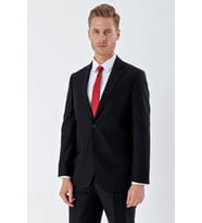 Siyah Gabardin Mono Yaka 6 Drop Comfort Fit Rahat Kesim Basic Takım Elbise 1001240010