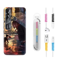 Tecno Spark 6 6 Go 8C 8 Pro 7 7 Pro Kılıf Kablo Koruma Spiral Silikon Kız ve Kedi 1762