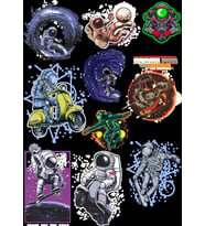 Astronot Temalı Sticker Set-1 10 Parça Telefon, Tablet, Defter, Laptop Sticker