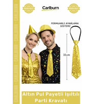 #Kravat Göz Alıcı Sahne Kostüm Aksesuarı Hazır Altın Renk Pul Payetli Işıltılı Parti Kravatı 33 cm