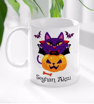 BK Gift Kişiye Özel Happy Halloween Tasarımlı Beyaz Kupa Bardak-13