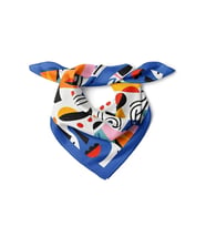 Abstract Art Desenli Mavi Saten Fular